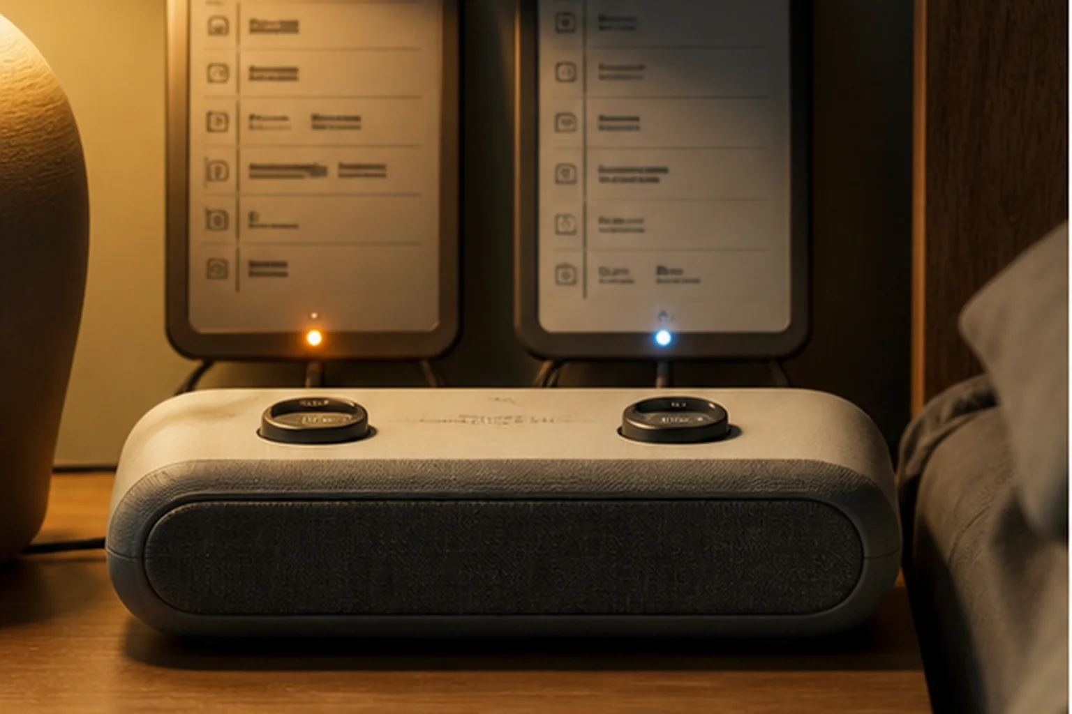 Dual alarm clock with two independent physical alarm controls and indicators