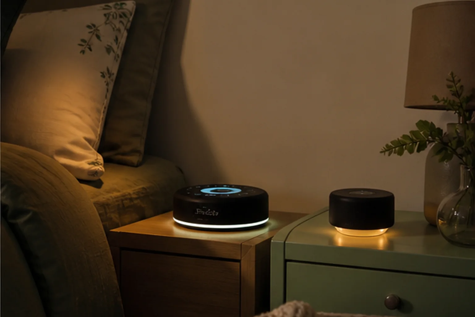 Two separate bedside alarm systems for a couple with different schedules