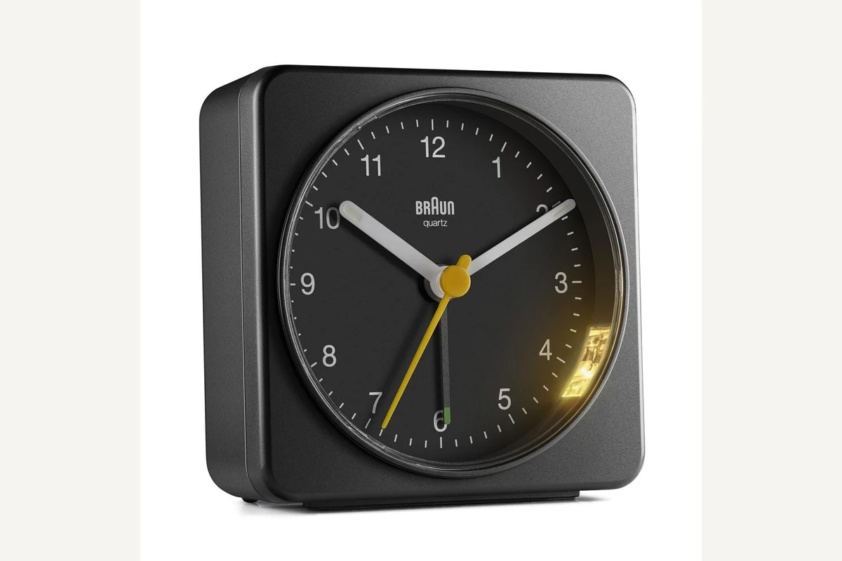 Braun BC03 shown for Digital Alarm Clocks: Readability Without Bedroom Glare