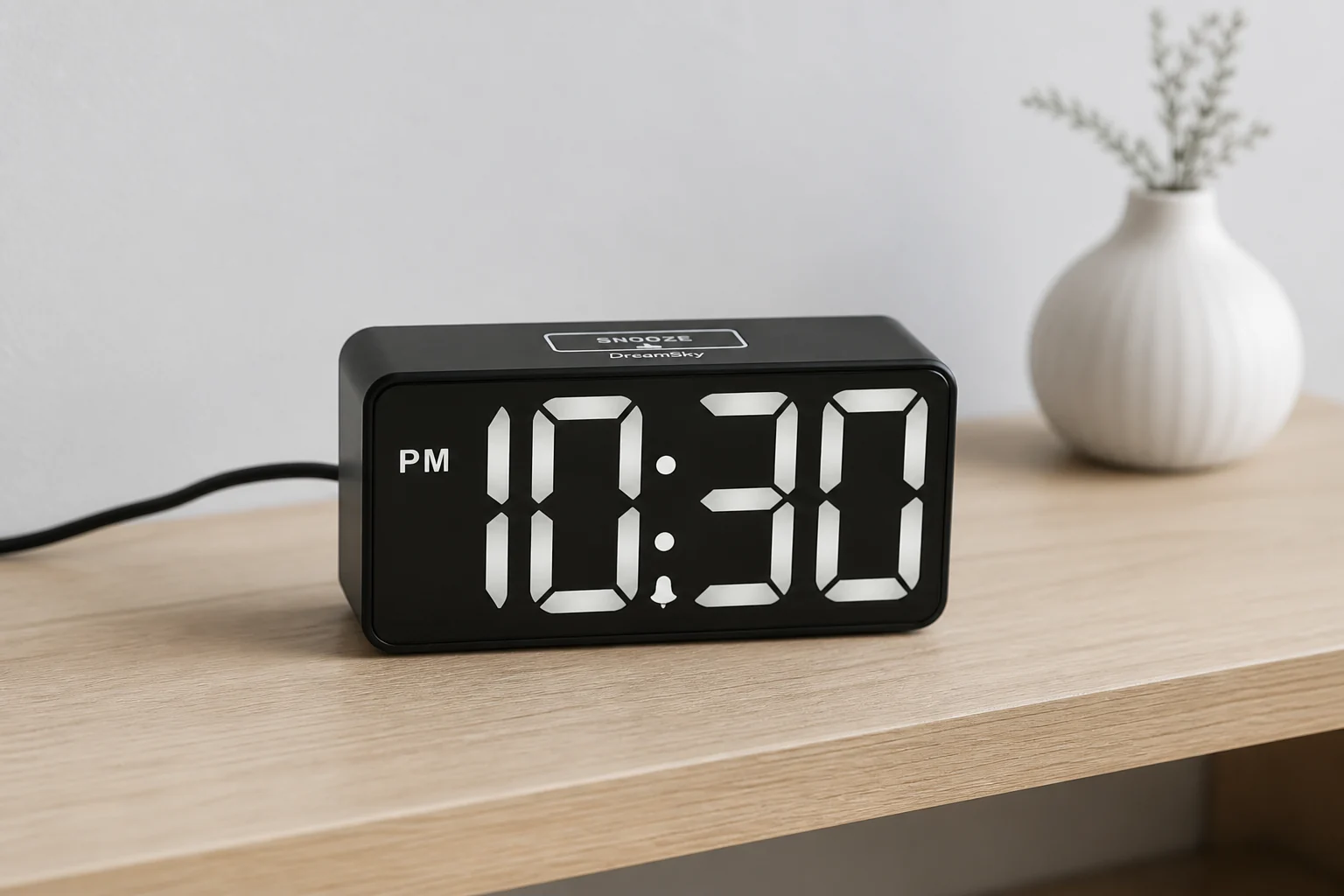 DreamSky DS312 compact digital alarm clock with large white display