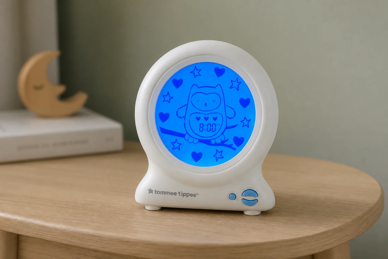 Tommee Tippee Groclock with illuminated blue owl sleep display