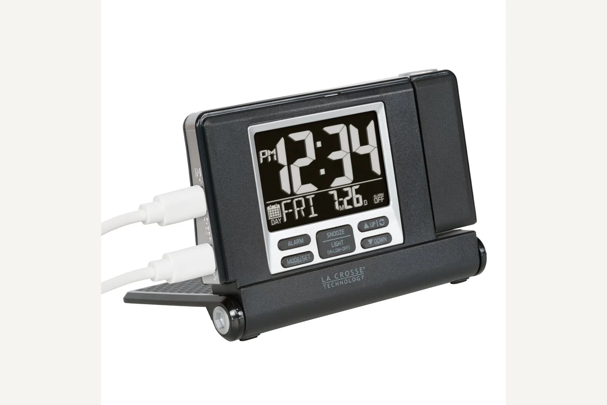 La Crosse Technology 616A-56647V2 shown for Travel Alarm Clocks: Compact, Independent, and Easy to Reset