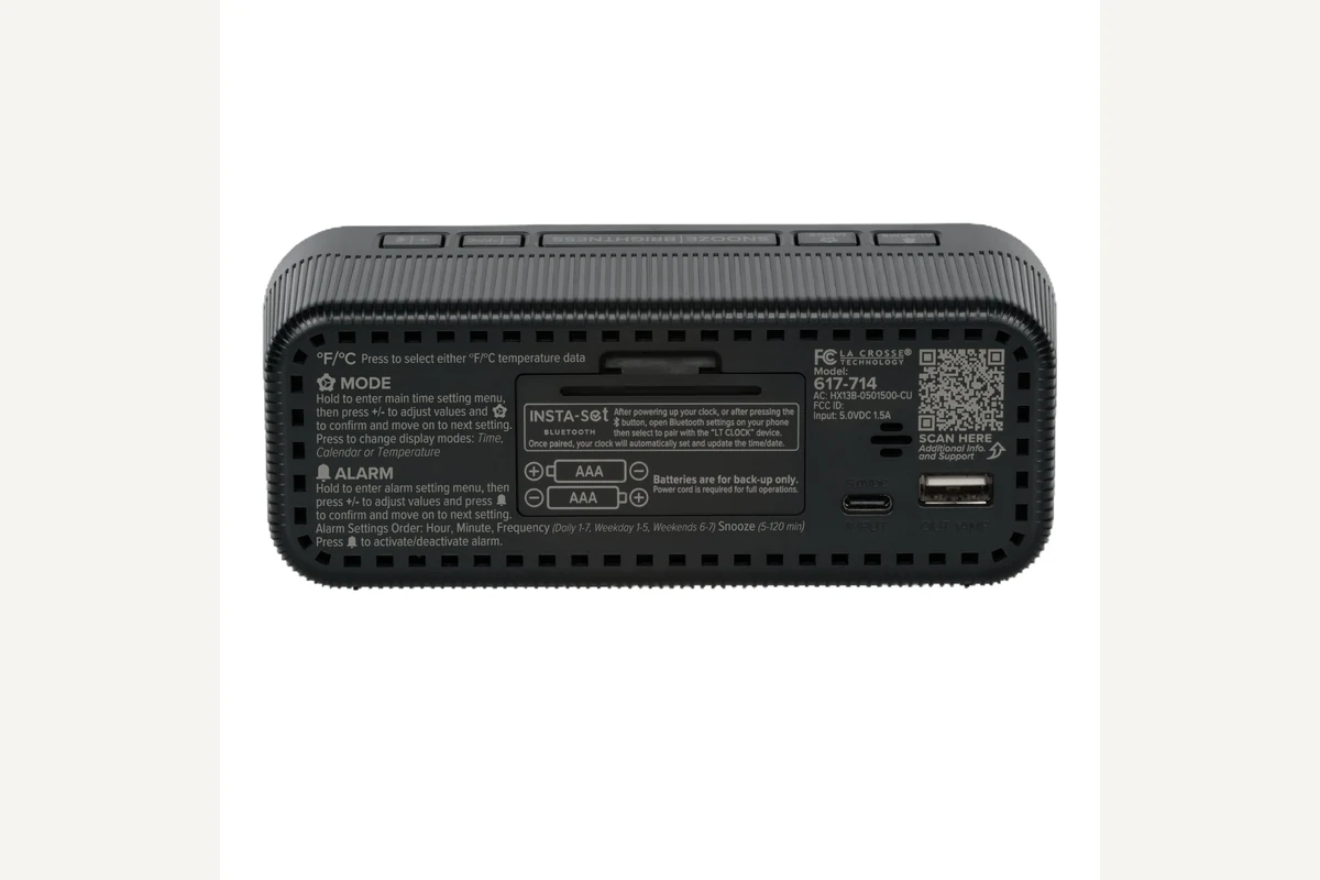 La Crosse Technology 617-714 shown for Alarm Clock Battery Backup: What It Actually Powers