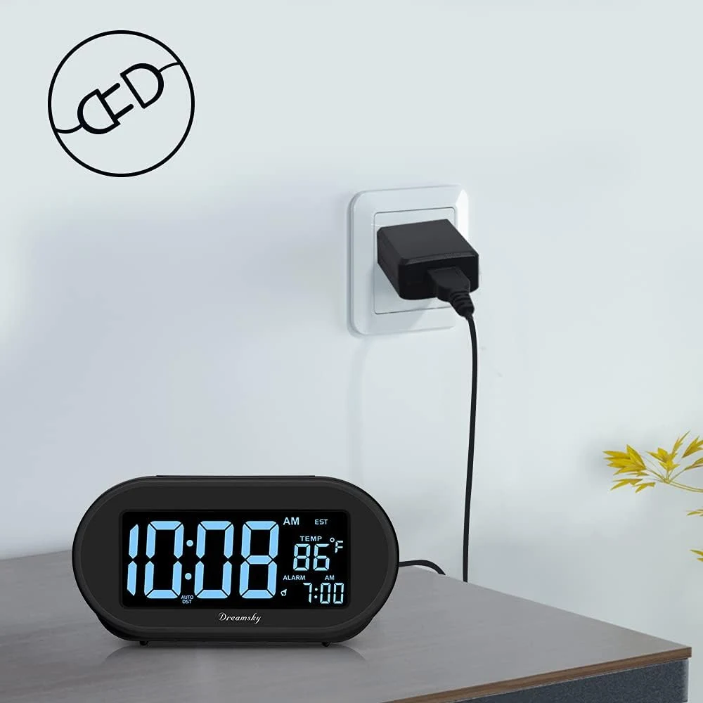 DreamSky DS305 shown for Digital Alarm Clocks: Readability Without Bedroom Glare