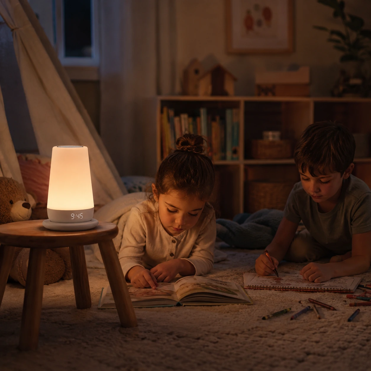 Hatch Rest+ 2nd Gen evening quiet-play scene