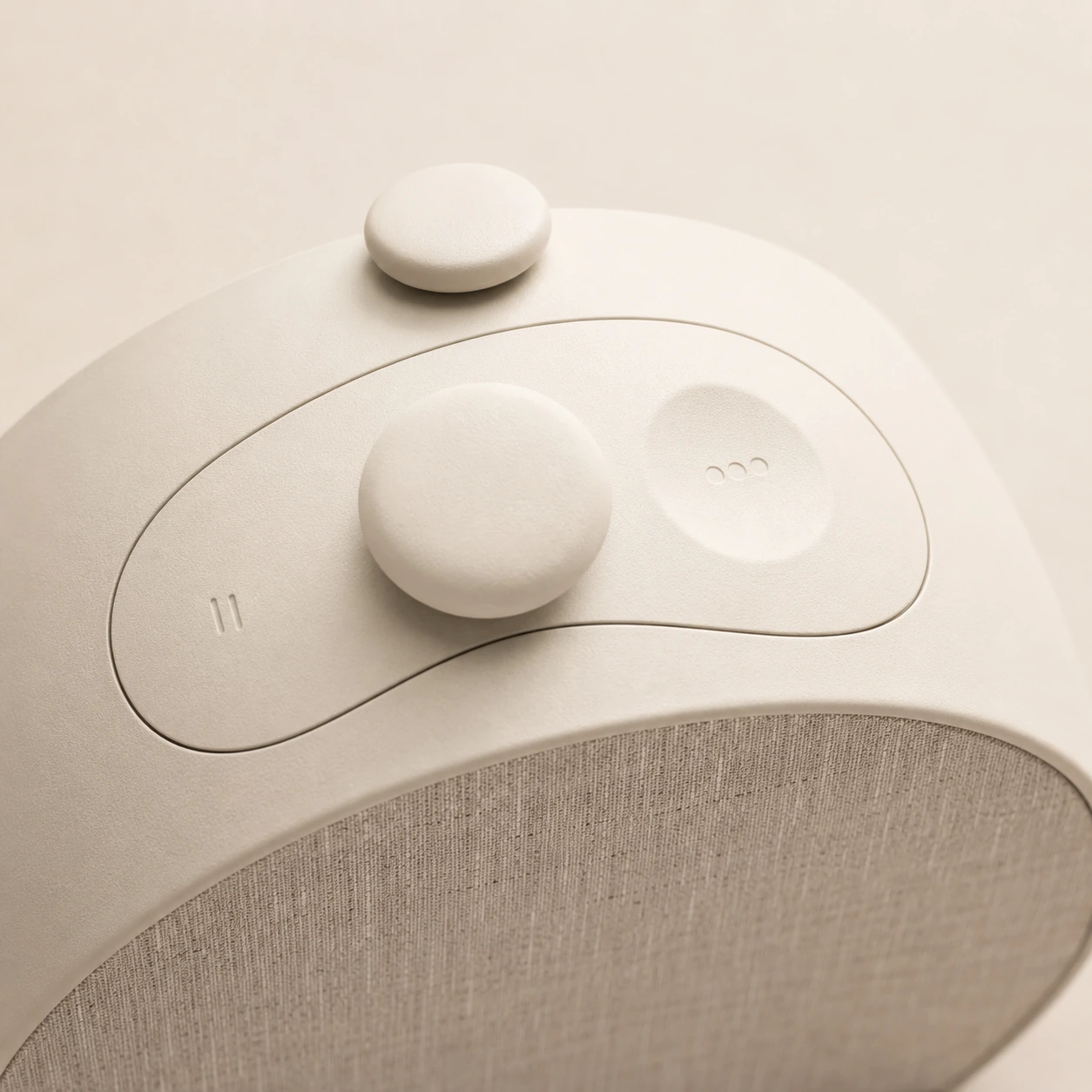 Hatch Restore 3 Smart Sunrise Alarm Clock in a beige minimalist bedroom setup