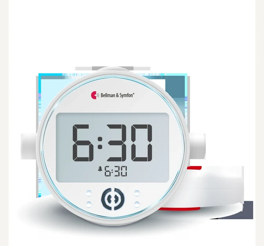 Bellman Alarm Clock Pro BE1370 with its white round wired bed shaker on a white background
